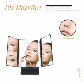 LED Light Touch Screen Makeup Mirrors 3-folding Mirror 1X/2X/3X Desktop Magnifying Mirror For Cosmetic Make Up Tool Kits Gifts
LED Light Touch Screen Makeup Mirrors 3-folding Mirror 1X/2X/3X Desktop Magnifying Mirror For Cosmetic Make Up Tool Kits Gifts