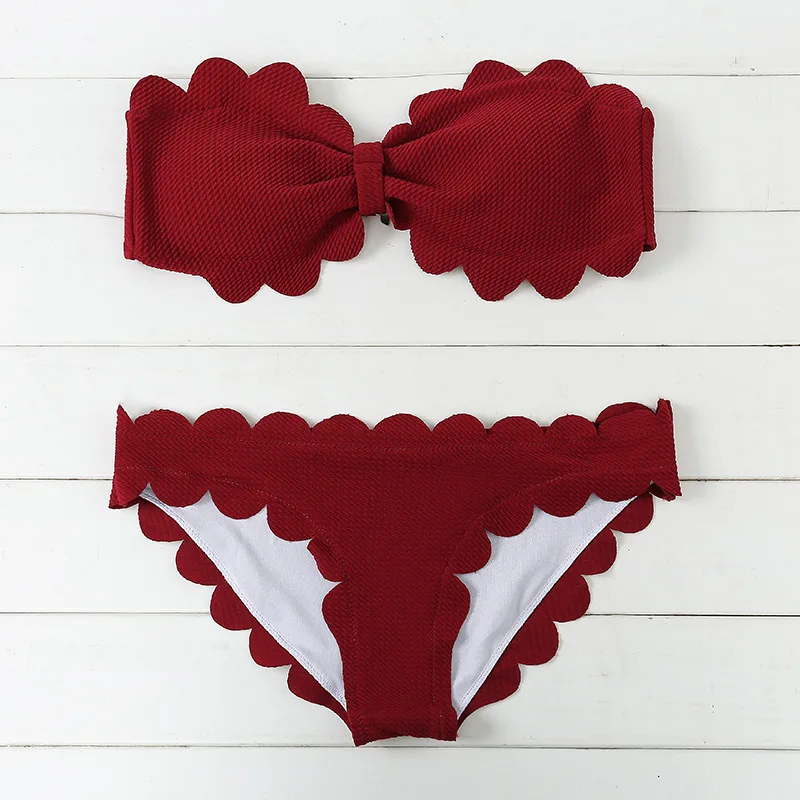 2018 Retro Sexy Swimsuit Scalloped Hem Bandeau Bikini Set Brazilian Biquini Brasileiro Female Push Up Swimwear Swimming Suit
2018 Retro Sexy Swimsuit Scalloped Hem Bandeau Bikini Set Brazilian Biquini Brasileiro Female Push Up Swimwear Swimming Suit