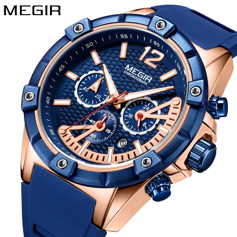 Megir Men Watch Top Brand Luxury Male Silicone Strap Sport Quartz Chronograph Military Wrist Watch Men Clock sportsman wear gift
Megir Men Watch Top Brand Luxury Male Silicone Strap Sport Quartz Chronograph Military Wrist Watch Men Clock sportsman wear gift