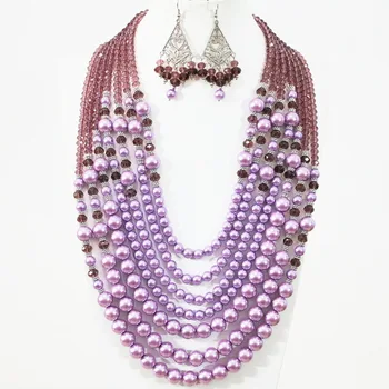 Romantic violet round shell simulated-pearl abacus crystal 7 rows necklace earrings set lovely women beauty jewelry B1310
Romantic violet round shell simulated-pearl abacus crystal 7 rows necklace earrings set lovely women beauty jewelry B1310