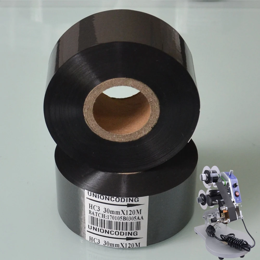 Black Width 25mm length 100m hot foil stamping machine date coding thermal ribbon for packing bags
Black Width 25mm length 100m hot foil stamping machine date coding thermal ribbon for packing bags