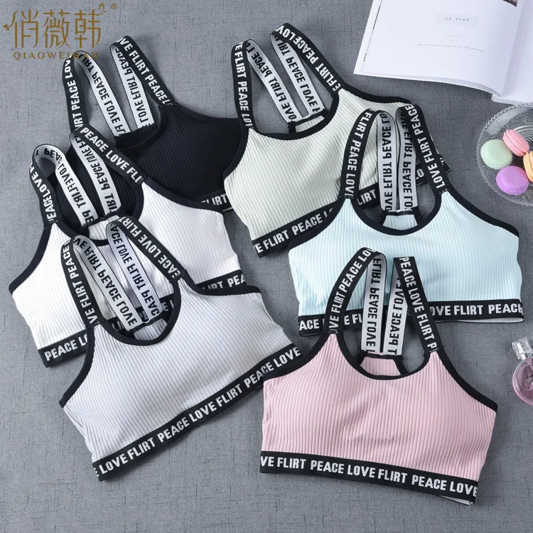 Letter Print Shoulder Strap Girls Training Bra Comfortable Teenage Sport Tops with Pad Wireless Elasticity Kids Underwear 12-18T
Letter Print Shoulder Strap Girls Training Bra Comfortable Teenage Sport Tops with Pad Wireless Elasticity Kids Underwear 12-18T