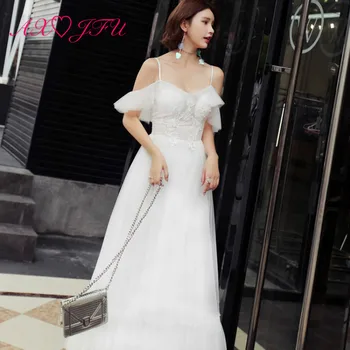 AXJFU Luxury boat neck flower evening dress princess white lace illusion beach vintage evening dress 100% real photos
AXJFU Luxury boat neck flower evening dress princess white lace illusion beach vintage evening dress 100% real photos