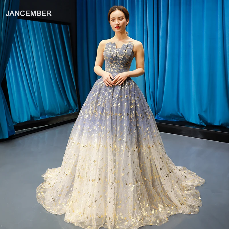 J66692 jancember A-line evening dresses with golden lace strapless light contrast evening gowns brush train robe de soiree 2019
J66692 jancember A-line evening dresses with golden lace strapless light contrast evening gowns brush train robe de soiree 2019