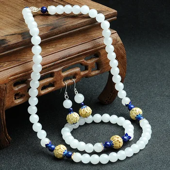 Genuine natural and Tian Yu Necklace Bracelet Earrings Jewelry Set retro court banquet accessories jade set group
Genuine natural and Tian Yu Necklace Bracelet Earrings Jewelry Set retro court banquet accessories jade set group