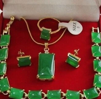 $wholesale_jewelry_wig$ Beautiful Natural green jade Pendant Bracelet Earring Ring Jewellery set +(box)
$wholesale_jewelry_wig$ Beautiful Natural green jade Pendant Bracelet Earring Ring Jewellery set +(box)