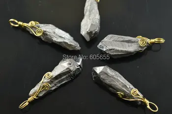 Silvery titanium Plated Natural Crystal Pillar Wire Wrapped Pendants Fit Necklace Jewelry making 5pc per lot
Silvery titanium Plated Natural Crystal Pillar Wire Wrapped Pendants Fit Necklace Jewelry making 5pc per lot