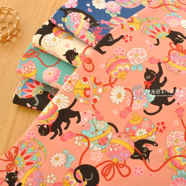 Japanese style wind cherry embroidery ball cat cloth DIY clothing fabric 110 50 cm
Japanese style wind cherry embroidery ball cat cloth DIY clothing fabric 110 50 cm