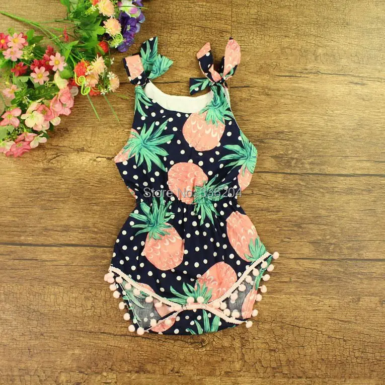 pineapple print Sunsuit with multicolor Pompom Trim,Baby girl's summer romper with pompom
pineapple print Sunsuit with multicolor Pompom Trim,Baby girl's summer romper with pompom