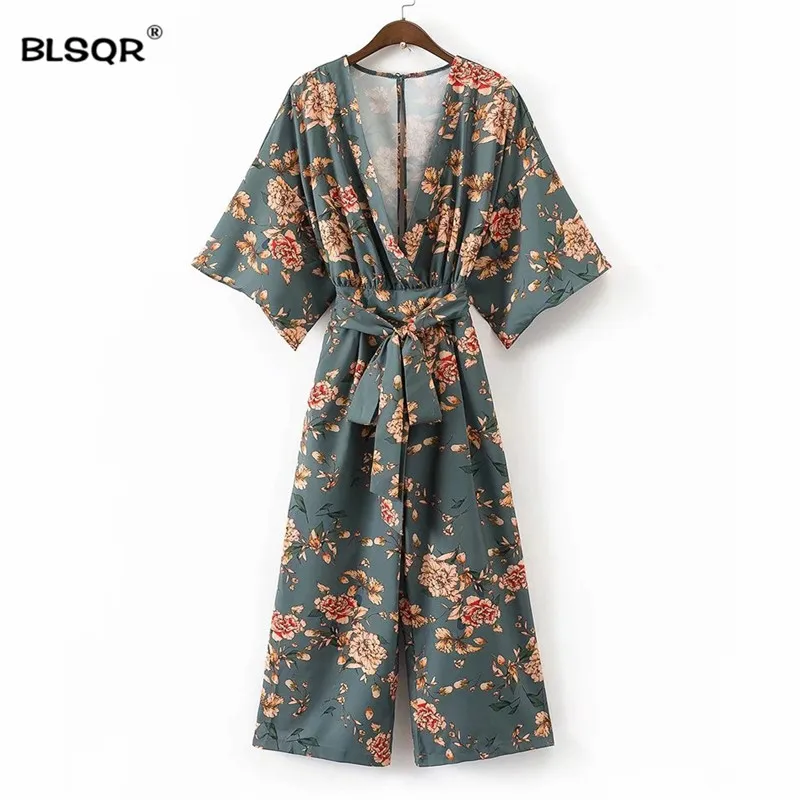 BLSQR Vintage Floral V Neck Jumpsuits Wide Leg Pants Sashes Backless Pleated Fashion Rompers Summer The Beach Casual Playsuits
BLSQR Vintage Floral V Neck Jumpsuits Wide Leg Pants Sashes Backless Pleated Fashion Rompers Summer The Beach Casual Playsuits