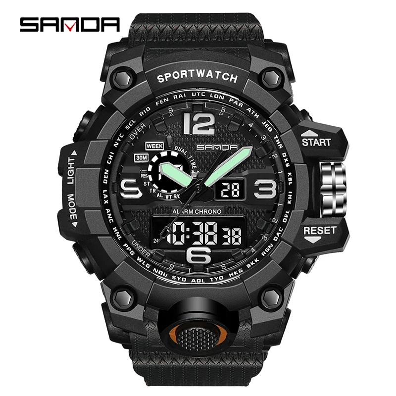 SANDA Men Sports Watches S Shock Army Military Watches Quartz Digital Watch For Men Luxury Brand LED Waterproof Men Wristwatches
SANDA Men Sports Watches S Shock Army Military Watches Quartz Digital Watch For Men Luxury Brand LED Waterproof Men Wristwatches