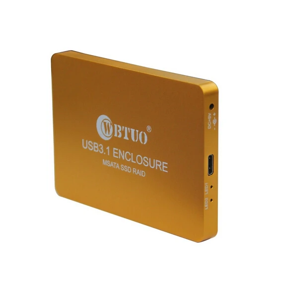 Image Golden WBTUO USB3.1 Type C to 2 Ports MSATA SSD RAID HDD Enclosure Q15742