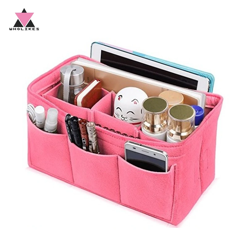 Wholikes Felt Cloth Insert Bag Organizer Makeup Handbag Organizer Multi-functional Travel Insert Handbag Portable Cosmetic Bags 
Wholikes Felt Cloth Insert Bag Organizer Makeup Handbag Organizer Multi-functional Travel Insert Handbag Portable Cosmetic Bags