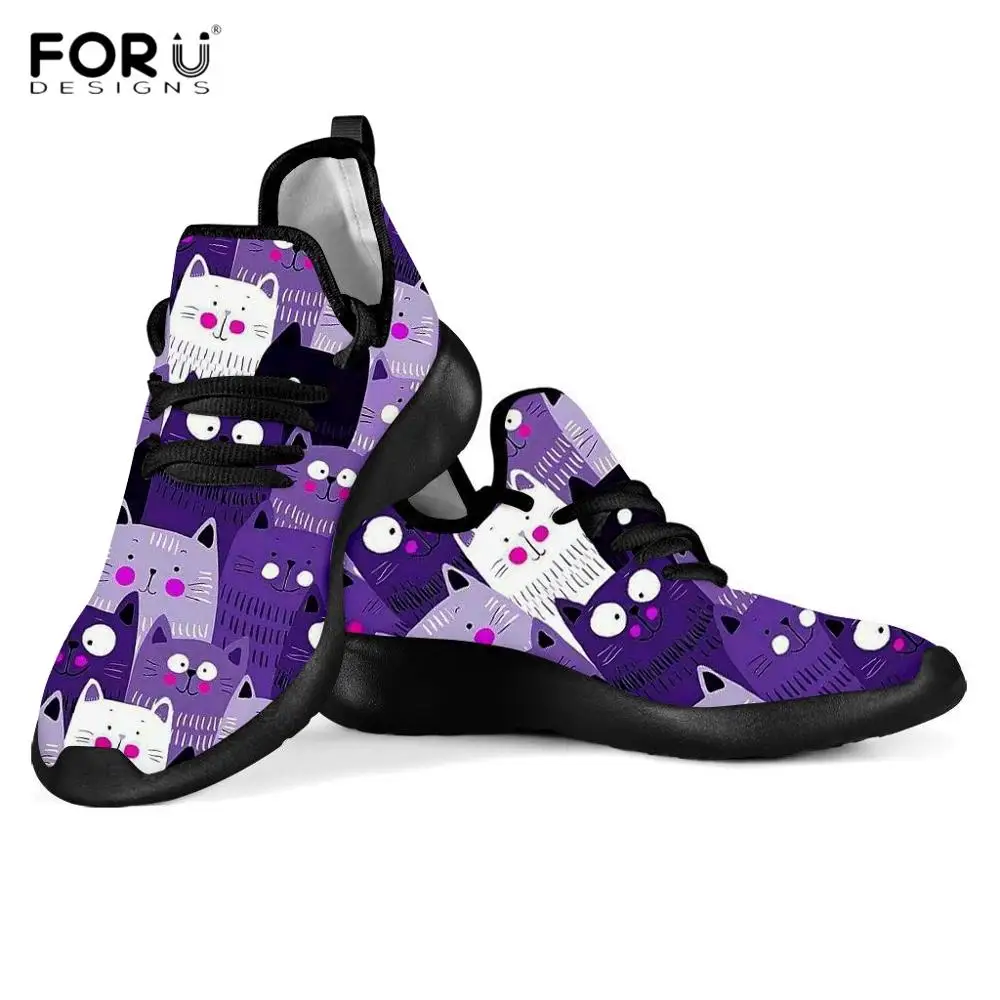 FORUDESIGNS Cute Cartoon Cat/Kitten Party Printed Lace Up Mesh Knit Sneakers Comfortable Casual Flats Shoes Women's Footwear
FORUDESIGNS Cute Cartoon Cat/Kitten Party Printed Lace Up Mesh Knit Sneakers Comfortable Casual Flats Shoes Women's Footwear