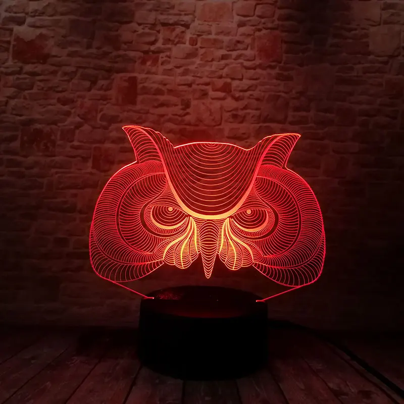 Owl Head Model 3D Illusion LED NightLight Colourful Flashing Light Glow in the Dark Animal Figure Luminous Toys
Owl Head Model 3D Illusion LED NightLight Colourful Flashing Light Glow in the Dark Animal Figure Luminous Toys