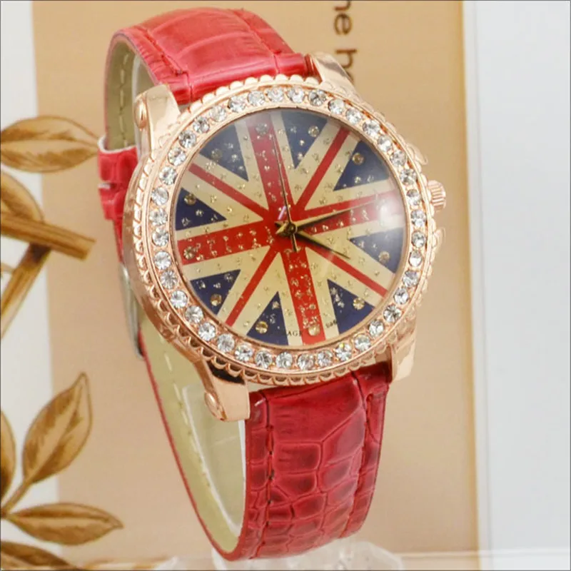 UK Hot Sale Watch Fashion Design British Flag Watch Women Ladies Rhinestone Leather Belt Quartz Watches 5 Colors
UK Hot Sale Watch Fashion Design British Flag Watch Women Ladies Rhinestone Leather Belt Quartz Watches 5 Colors