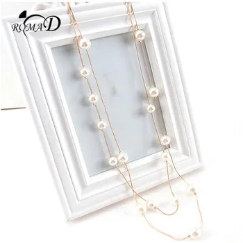 ROMAD Simple Long Double Layer Simulated Pearls Ladies Necklaces Fashion Jewelry Sweater Gift Chain Necklace For Women
ROMAD Simple Long Double Layer Simulated Pearls Ladies Necklaces Fashion Jewelry Sweater Gift Chain Necklace For Women