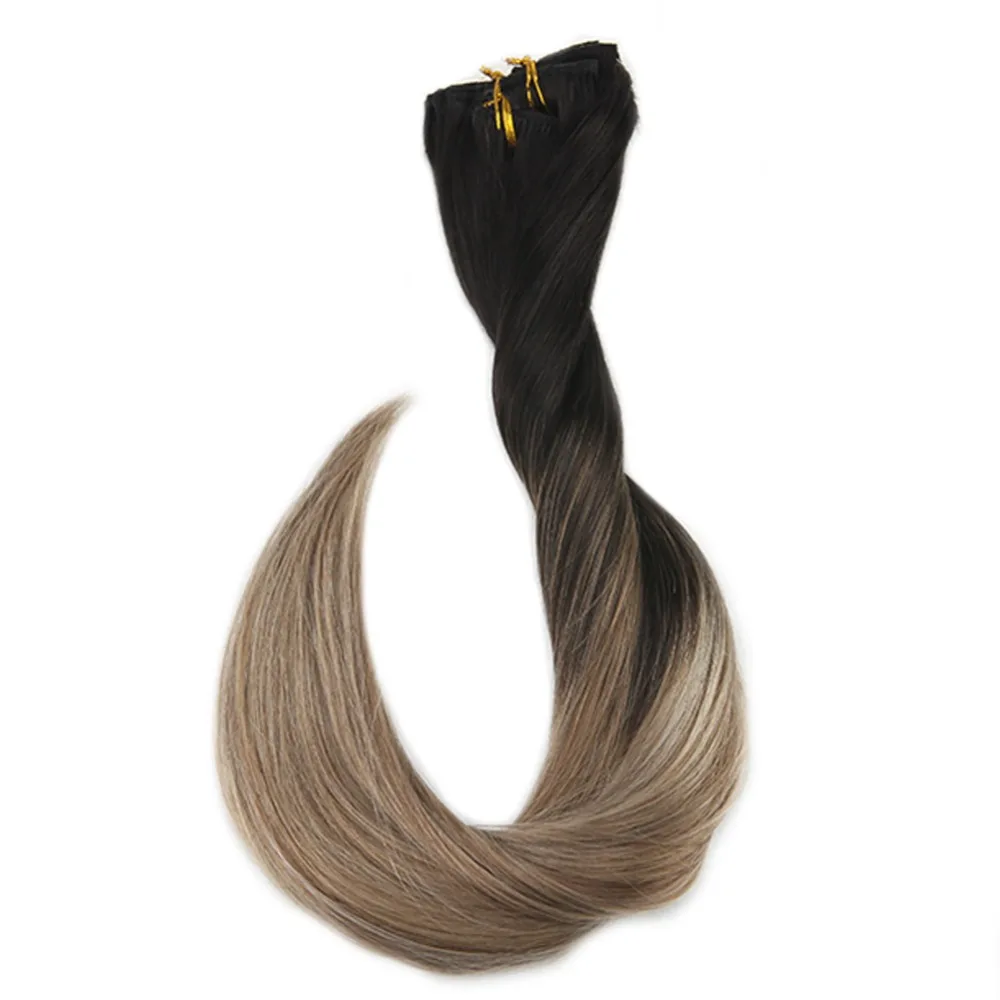 Full Shine Human Hair Extensions Clip in Balayage Ombre Clip Extensions Color 1B Dark Roots Fading to #8 and #22 in Clip Hair
Full Shine Human Hair Extensions Clip in Balayage Ombre Clip Extensions Color 1B Dark Roots Fading to #8 and #22 in Clip Hair