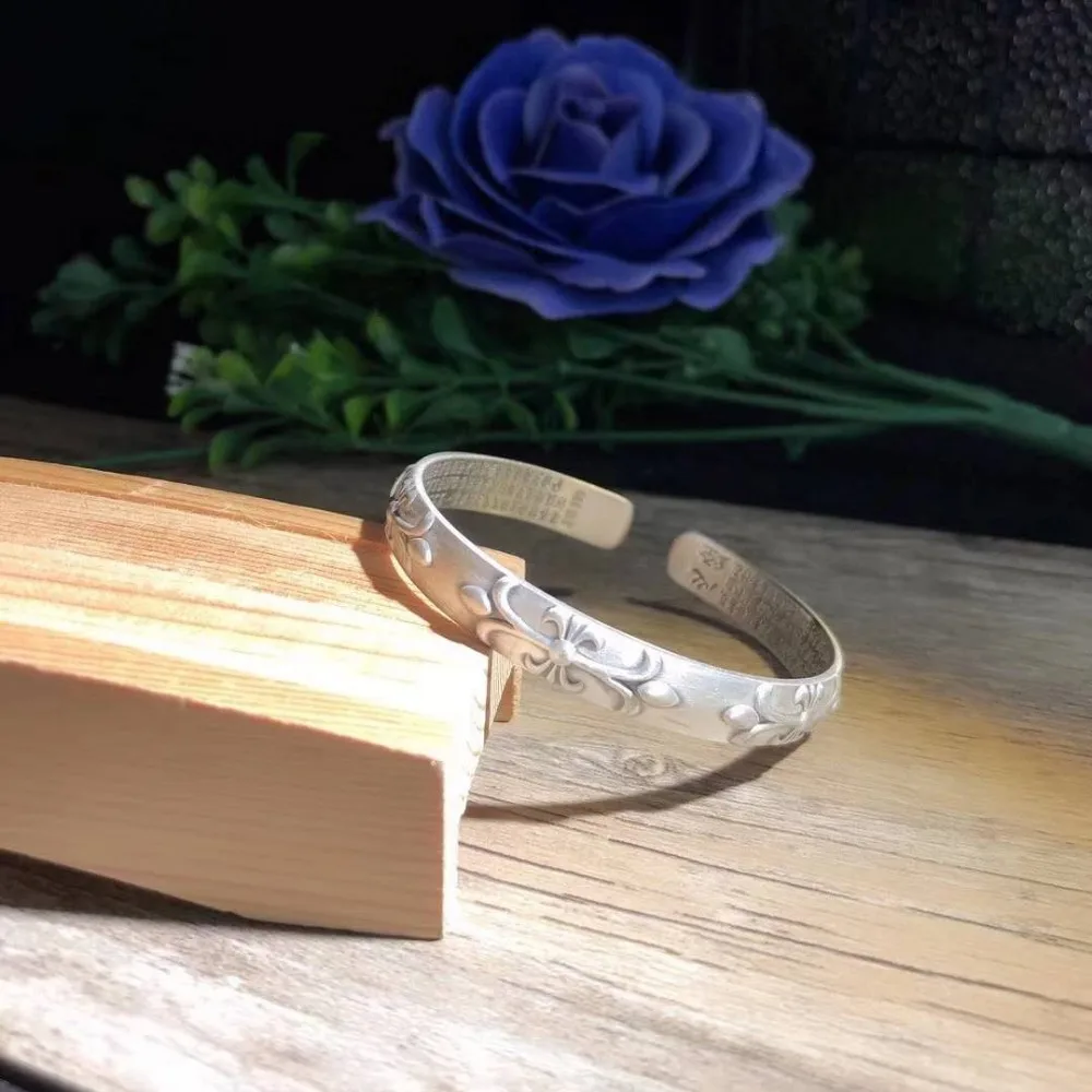 JOOCHEER Sterling S999 silver Bangles 999 Bangle Written lotus rose words chinese style vintage rock religious opening bracelet
JOOCHEER Sterling S999 silver Bangles 999 Bangle Written lotus rose words chinese style vintage rock religious opening bracelet
