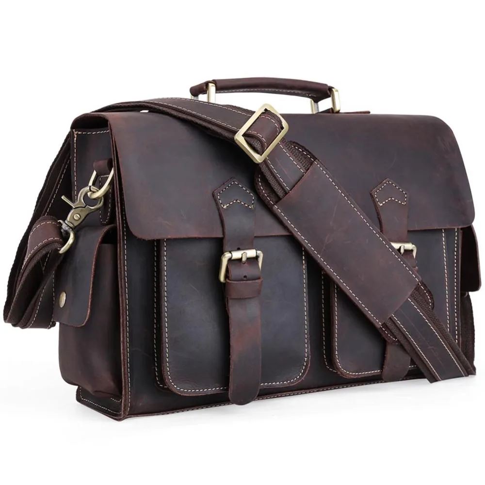TIDING vintage cowhide leather cross body shoulder bag briefcase bussiness laptop bag for man retro brown 1088
TIDING vintage cowhide leather cross body shoulder bag briefcase bussiness laptop bag for man retro brown 1088