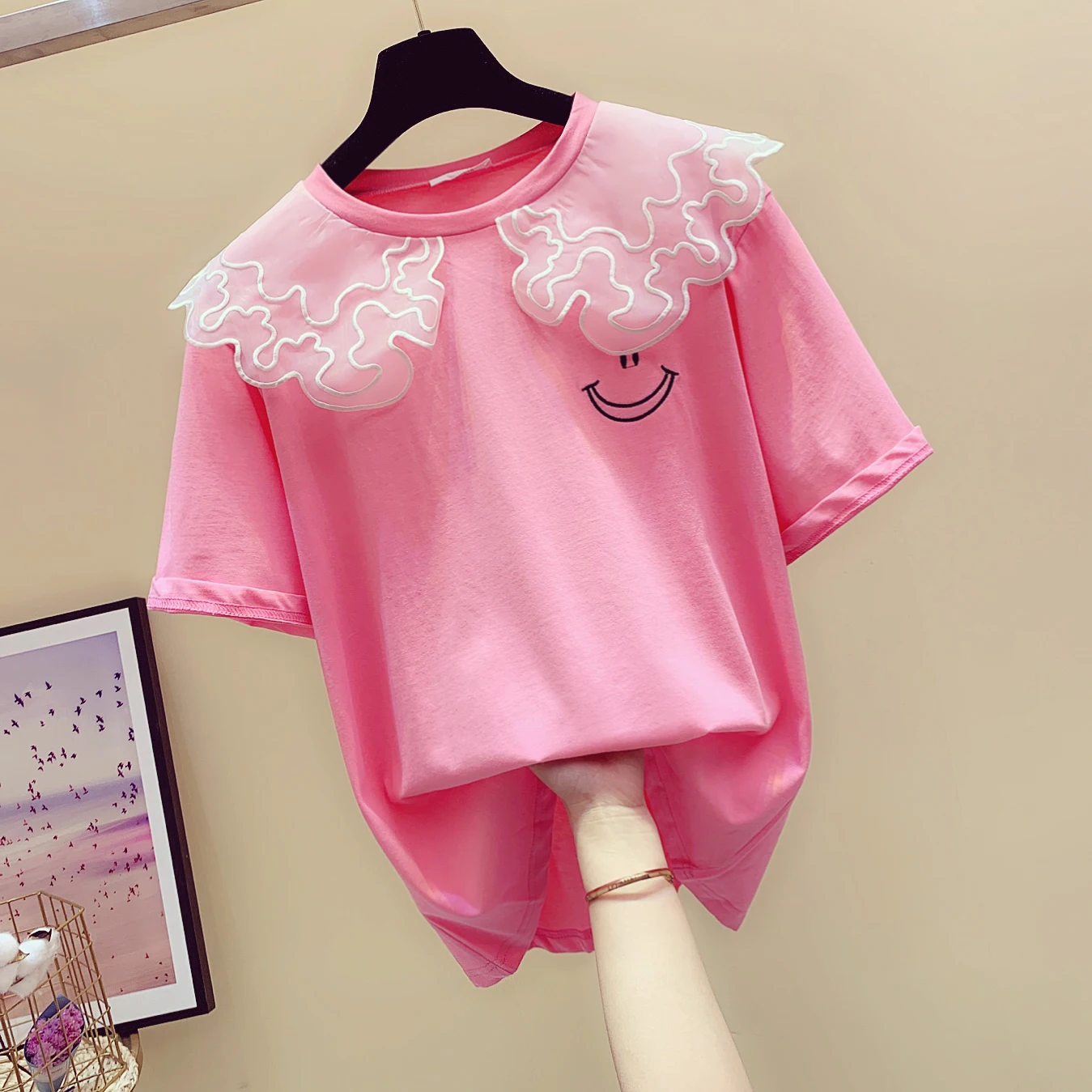 New Summer Shirt Women's Short Sleeve Korean Version Loose Doll Neck Stitching Pullovers Shirts Girls Students Top Blusas Blouse
New Summer Shirt Women's Short Sleeve Korean Version Loose Doll Neck Stitching Pullovers Shirts Girls Students Top Blusas Blouse