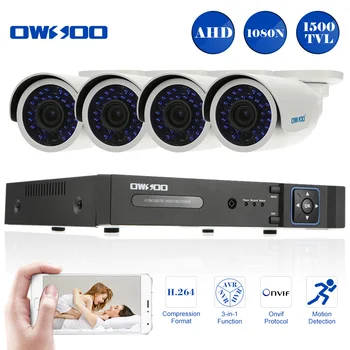 

OWSOO 8CH AHD DVR Full 1080N/720P 4 pcs Outdoor 720P 1500TVL CCTV Security Camera System Waterproof IR Camera Onvif AHD DVR