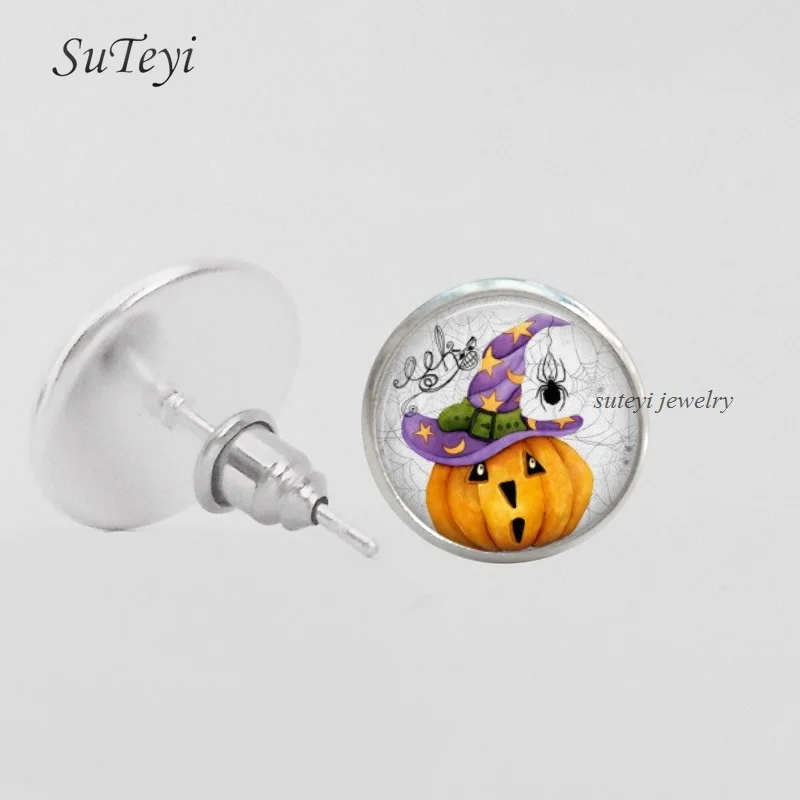 SUTEYI New Steampunk Pumpkin Earrings Vintage Halloween Pumpkin Jewelry Glass Dome Earrings for Women Children Gift
SUTEYI New Steampunk Pumpkin Earrings Vintage Halloween Pumpkin Jewelry Glass Dome Earrings for Women Children Gift