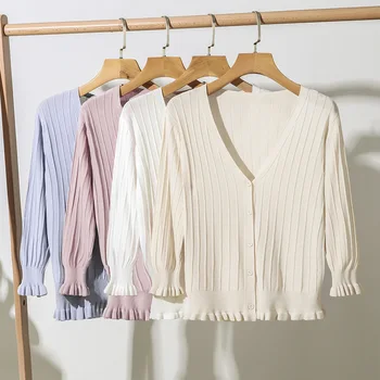 Women short cardigan autumn summer thin coat sweater outside summer sunscreen V-Neck women clothing 2019 off shoulder sweaters
Women short cardigan autumn summer thin coat sweater outside summer sunscreen V-Neck women clothing 2019 off shoulder sweaters