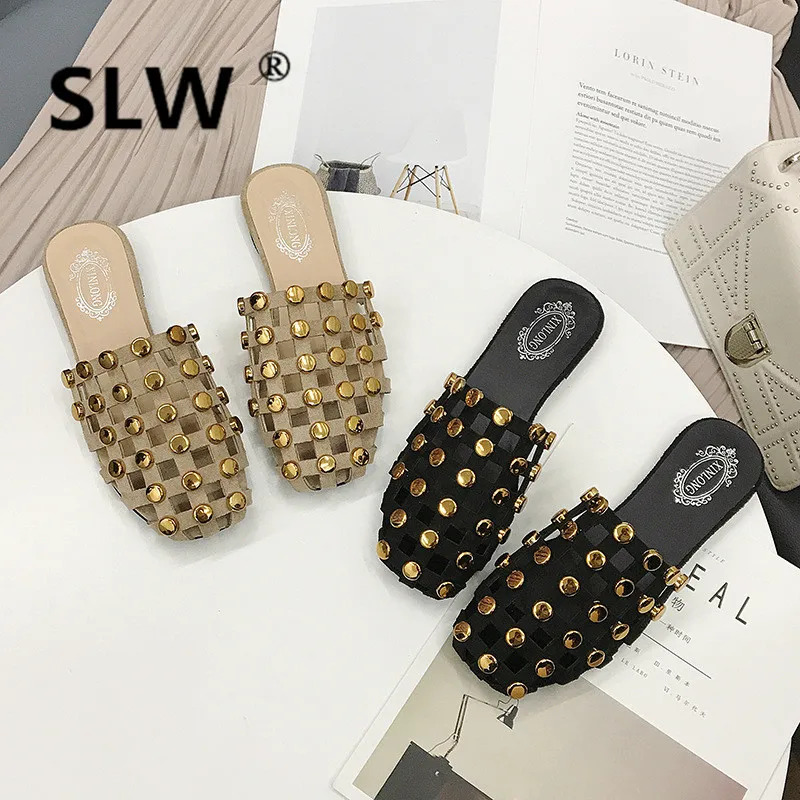 cut out closed toe flat mule women flat lazy slipper spring rivets sutds loafers 2019 new hot beach sandals female footwear
cut out closed toe flat mule women flat lazy slipper spring rivets sutds loafers 2019 new hot beach sandals female footwear