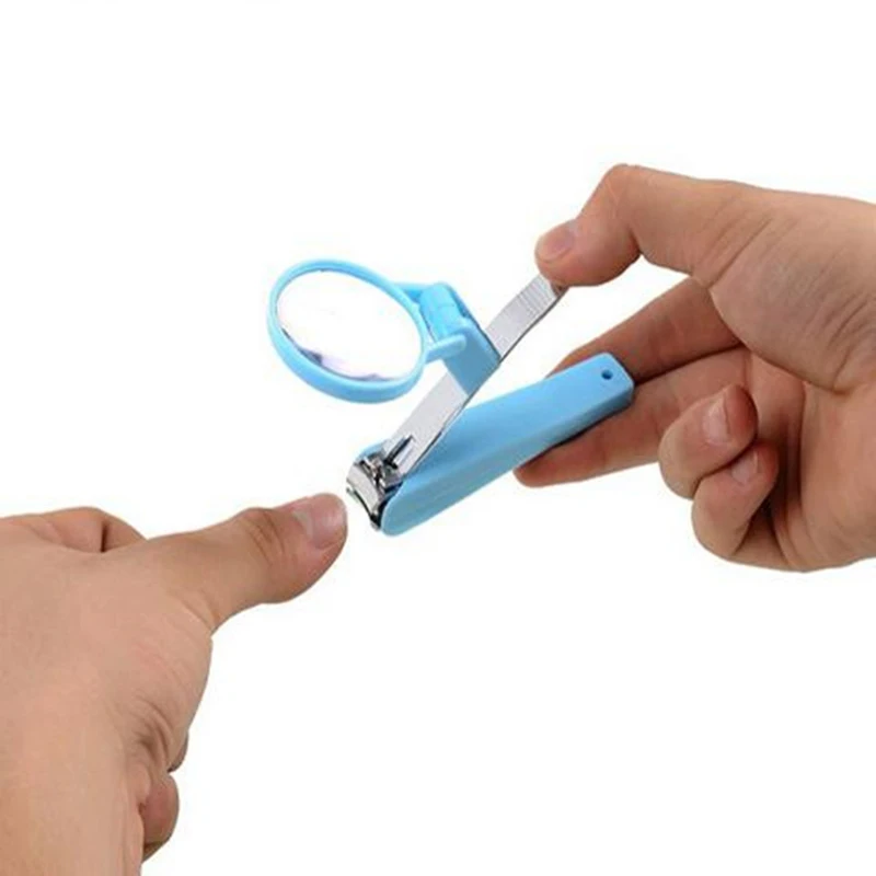 4Pcs Blue Mini Nail Clippers Cuticle Scissors Finger Trimmer With Magnifier For Old People | Красота и здоровье