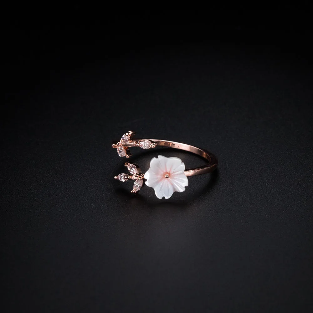 1Pc Rose Gold Sakura Flowers Zircon Branches Shell Flowers Open Ring Charming Cherry Blossom Adjustable Rings Women's Jewelry
1Pc Rose Gold Sakura Flowers Zircon Branches Shell Flowers Open Ring Charming Cherry Blossom Adjustable Rings Women's Jewelry