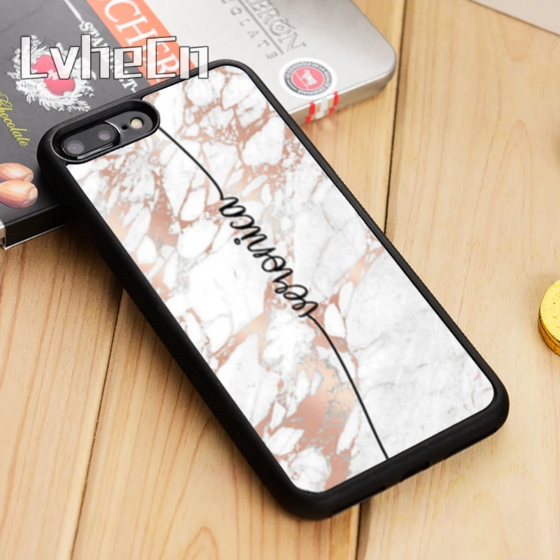PERSONALISED ROSE GOLD MARBLE CUSTOM NAME INITIALS Phone Case For iPhone 13 12 Mini X XR XS Max Apple 11 Pro 8 7 Plus | Мобильные