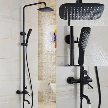 Bathroom Black Oil Paint Solid Brass Bathtub Shower Set Wall Mounted 8" Rainfall Shower Mixer Tap Faucet 3-functions Mixer Valve
Bathroom Black Oil Paint Solid Brass Bathtub Shower Set Wall Mounted 8" Rainfall Shower Mixer Tap Faucet 3-functions Mixer Valve