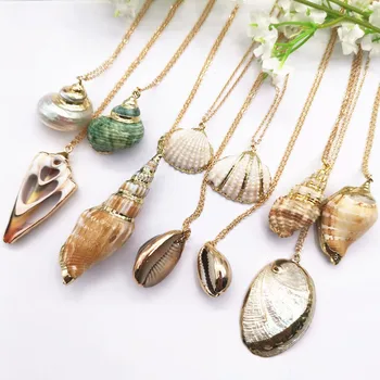 New Bohemian Natural Conch Cowrie Shell Pendant Necklace Gold Color Chian Long Necklace For Women 2019 Beach Choker Necklace
New Bohemian Natural Conch Cowrie Shell Pendant Necklace Gold Color Chian Long Necklace For Women 2019 Beach Choker Necklace