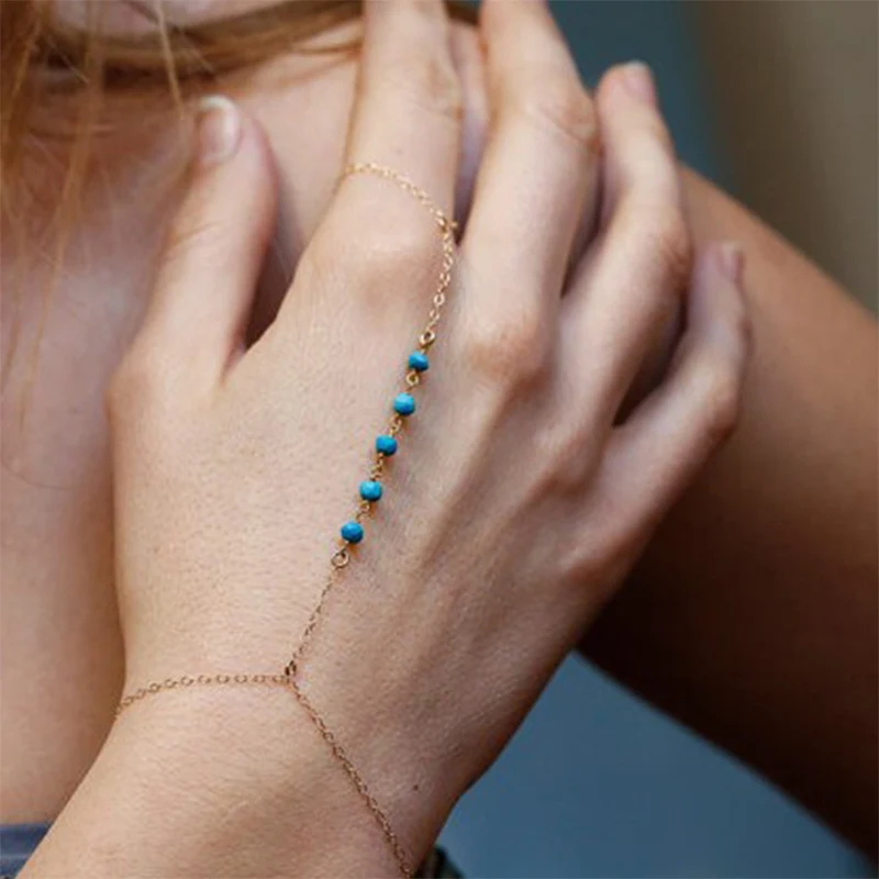 Модные браслеты цепочки на удачу для женщин голубые бусины сглаза 8 пайеток