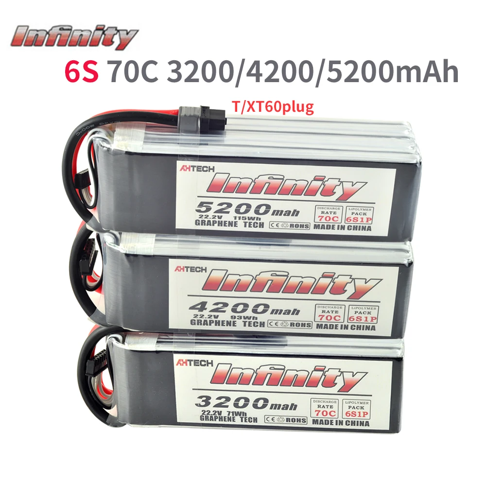 Infinity 6S LiPo Battery 70C 3200mAh 4200mAh 5200mAh 22.2V With T or XT60 Plug Connector RC Lipo Battery
Infinity 6S LiPo Battery 70C 3200mAh 4200mAh 5200mAh 22.2V With T or XT60 Plug Connector RC Lipo Battery