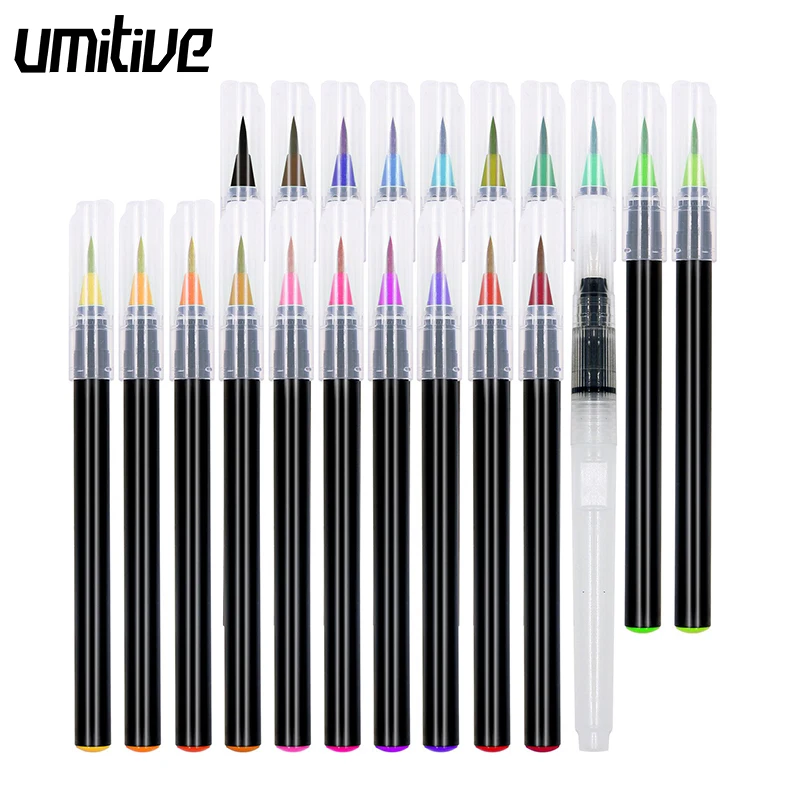 Umitive 20 Color Watercolor Marker pens Soft Brush Pen Set Premium Painting watercolor brush pen Manga Painting Art Supplies
Umitive 20 Color Watercolor Marker pens Soft Brush Pen Set Premium Painting watercolor brush pen Manga Painting Art Supplies