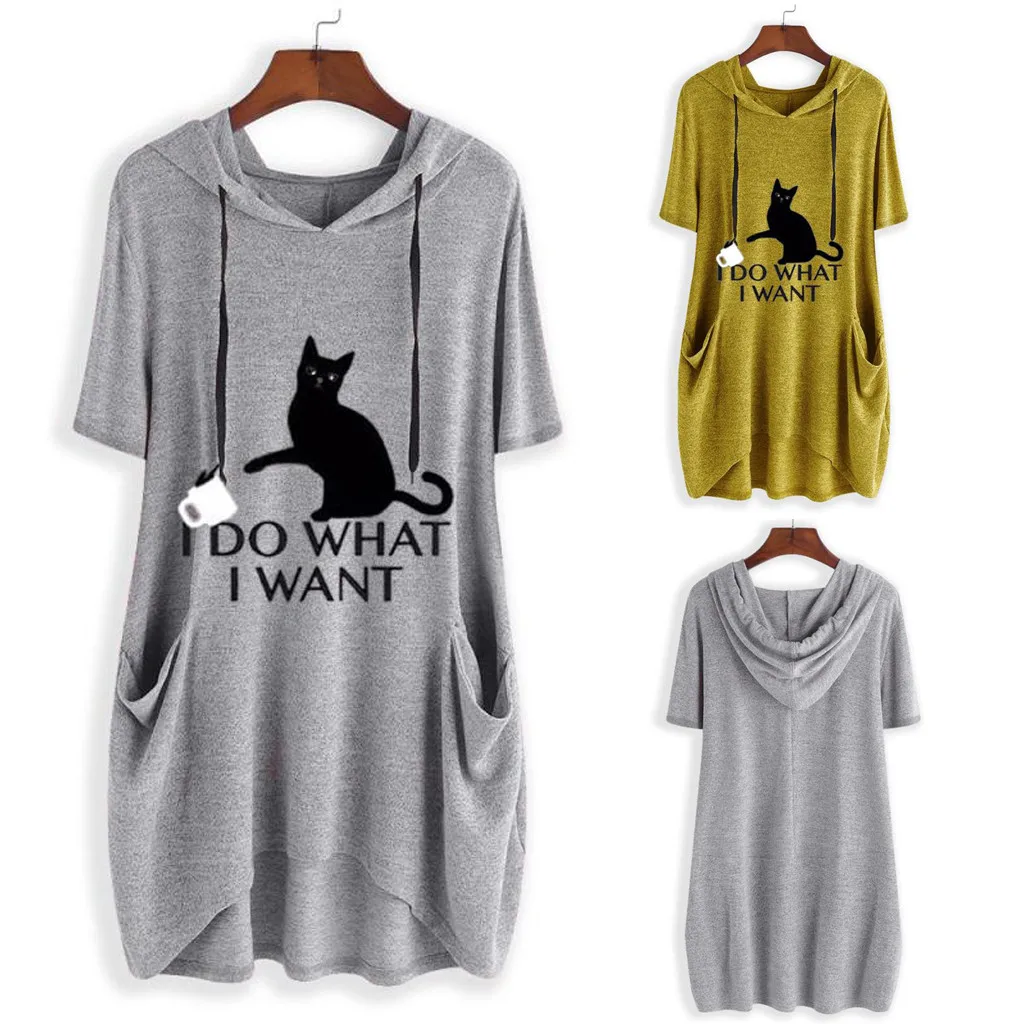 New Arrivals Casual Funny T-shirt Women Plus Size M-5XL Loose Cute Print Cat Ear Hooded Short Sleeves Pocket Top Shirt Tees
New Arrivals Casual Funny T-shirt Women Plus Size M-5XL Loose Cute Print Cat Ear Hooded Short Sleeves Pocket Top Shirt Tees