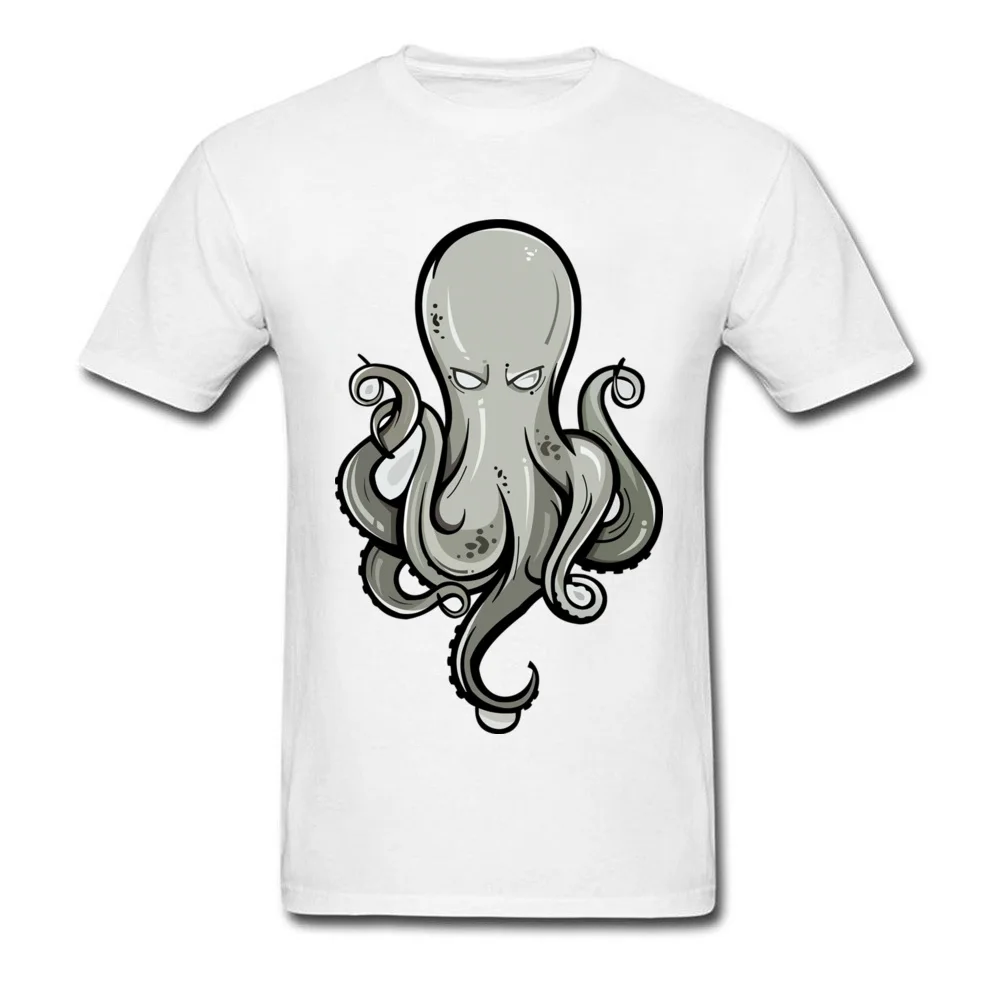 Men Slim Fit Normal T Shirt O-Neck April FOOL DAY 100% Cotton Fabric Top T-shirts Printed Short Sleeve KRAKEN Tee Shirts KRAKEN white
