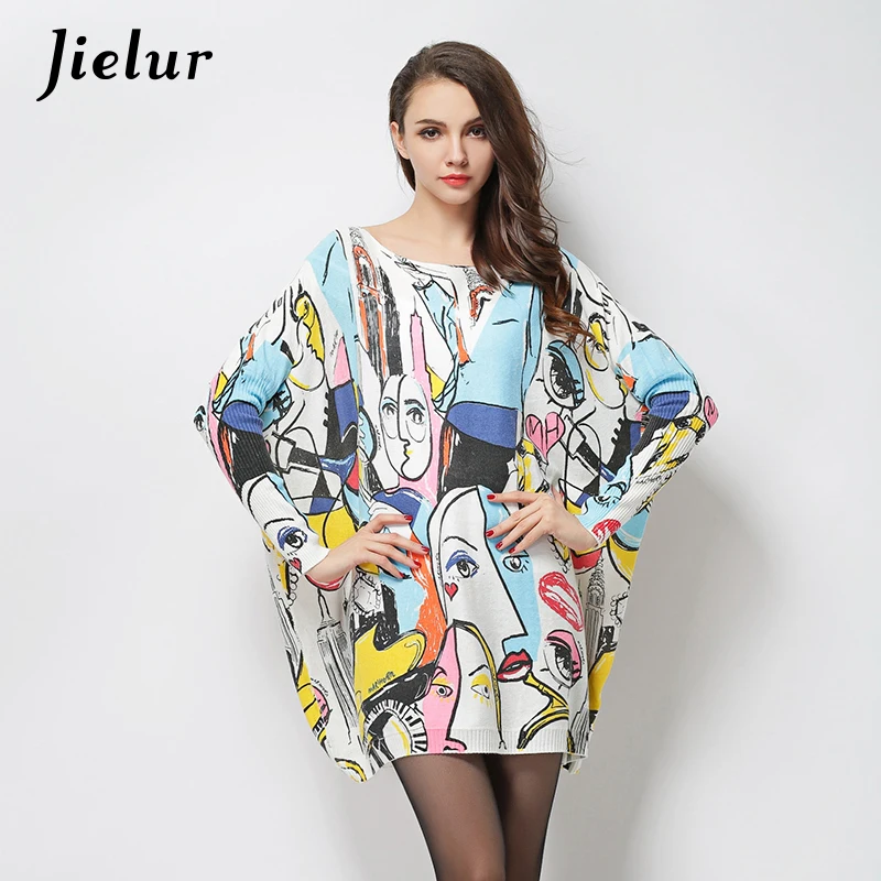 Jielur 2019 Autumn Smiley Graffiti Printing Sweater Women Loose Fashion Wool Blend Oversized Sweaters Pullover Female Knitwear
Jielur 2019 Autumn Smiley Graffiti Printing Sweater Women Loose Fashion Wool Blend Oversized Sweaters Pullover Female Knitwear