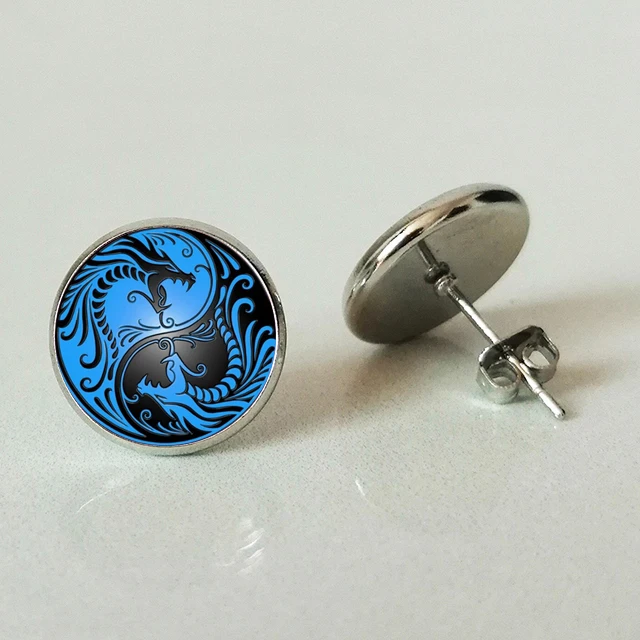 2019 / hot sale, blue dragon yin and yang Tai Chi glass earrings jewelry, convex dome glass men and women earrings.
2019 / hot sale, blue dragon yin and yang Tai Chi glass earrings jewelry, convex dome glass men and women earrings.