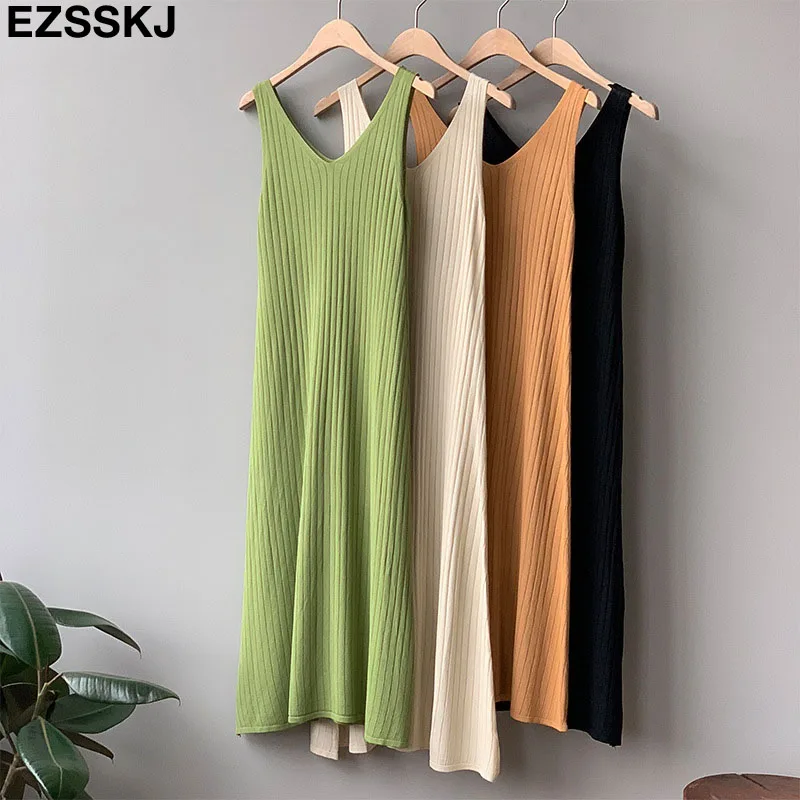 Spring summer 2019 Women Knit Tank long Dress Korean Style Knitting V Neck Sleeveless Vest Thin Loose Women Casual Dresses
Spring summer 2019 Women Knit Tank long Dress Korean Style Knitting V Neck Sleeveless Vest Thin Loose Women Casual Dresses