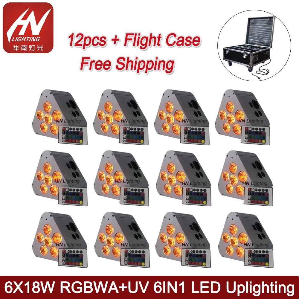 12pcs with case wireless dmx led uplights 6X18W RGBWAUV flat led par for wedding party
12pcs with case wireless dmx led uplights 6X18W RGBWAUV flat led par for wedding party
