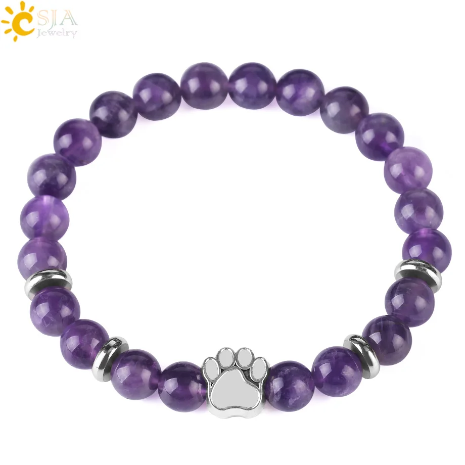 CSJA Hot Selling Natural Stone Bear Paw Bracelet Mala Bead Yoga Purple Crystal Lava Quartz Elastic Rope Women Men Bracelets F449
CSJA Hot Selling Natural Stone Bear Paw Bracelet Mala Bead Yoga Purple Crystal Lava Quartz Elastic Rope Women Men Bracelets F449
