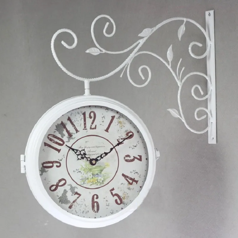 Double Sided Wall Clock Watch Vintage Clocks Saat Relogio Parede Wrought Iron Wall Clock Metal Horloge Murale Duvar Saati Klok
Double Sided Wall Clock Watch Vintage Clocks Saat Relogio Parede Wrought Iron Wall Clock Metal Horloge Murale Duvar Saati Klok