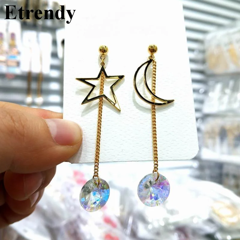 Simple Crystal Moon Star Drop Earrings For Women 2019 New Korean Long Earrings Jewelry Party Bijoux All Match Cute Gift
Simple Crystal Moon Star Drop Earrings For Women 2019 New Korean Long Earrings Jewelry Party Bijoux All Match Cute Gift