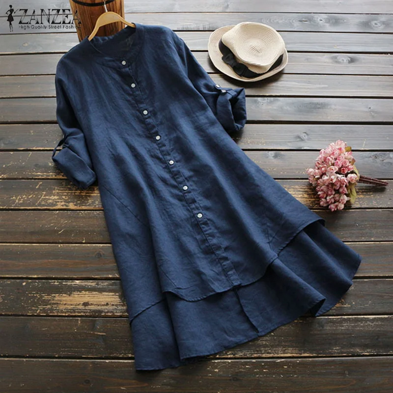 2019 ZANZEA Vintage Solid Blouse Women Cotton Linen Long Top Female Button Down Irregular Hem Blusas Harajuku Shirt Plus Size
2019 ZANZEA Vintage Solid Blouse Women Cotton Linen Long Top Female Button Down Irregular Hem Blusas Harajuku Shirt Plus Size
