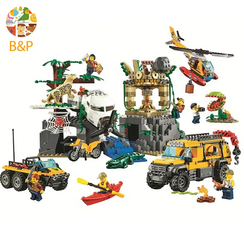 Legoing 60161 857pcs City Police series The Exploration of Jungle Building Block Toy For Children Gift 10712