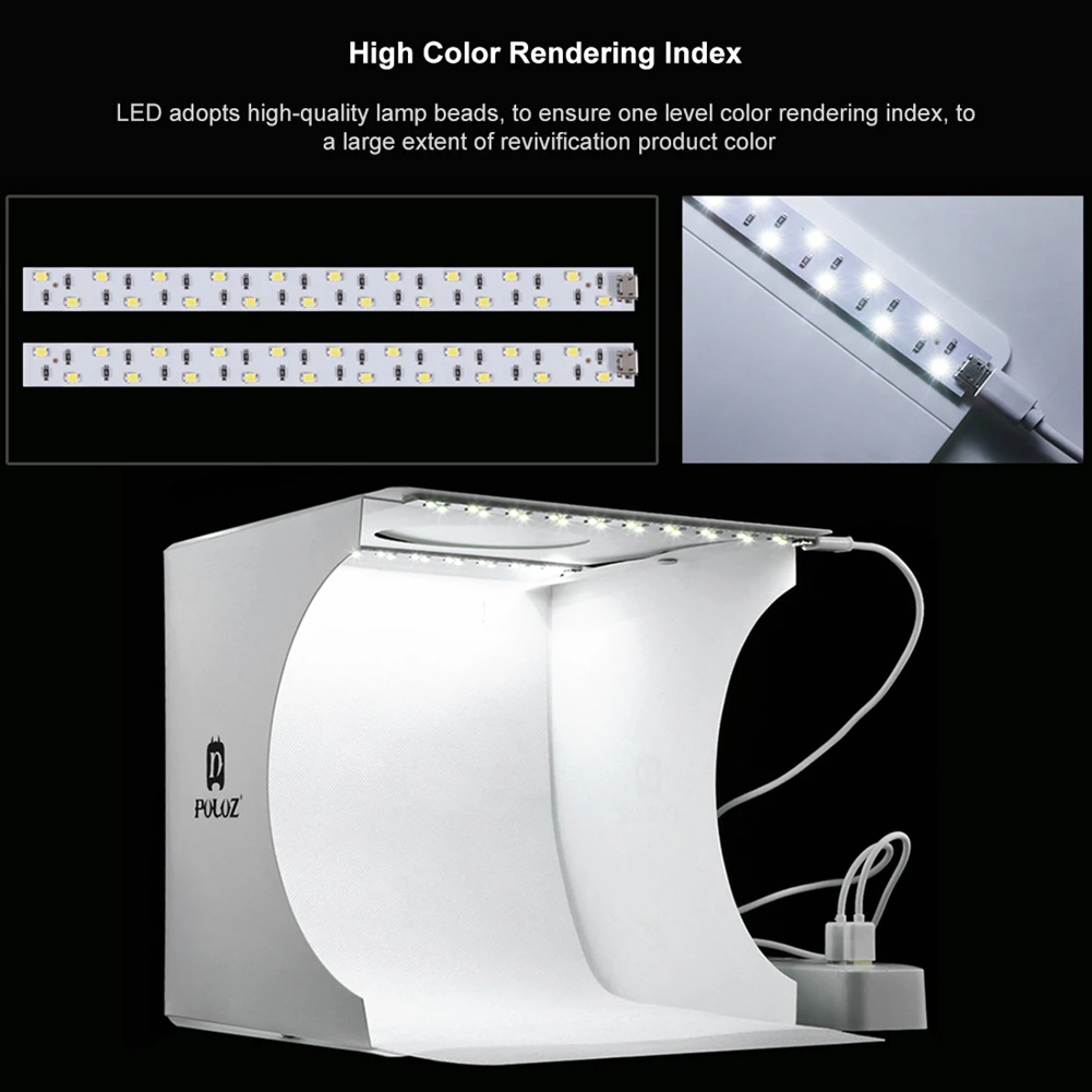 Mini Folding Lightbox Photography Photo Studio 2 Panel LED Light Soft Box Kit