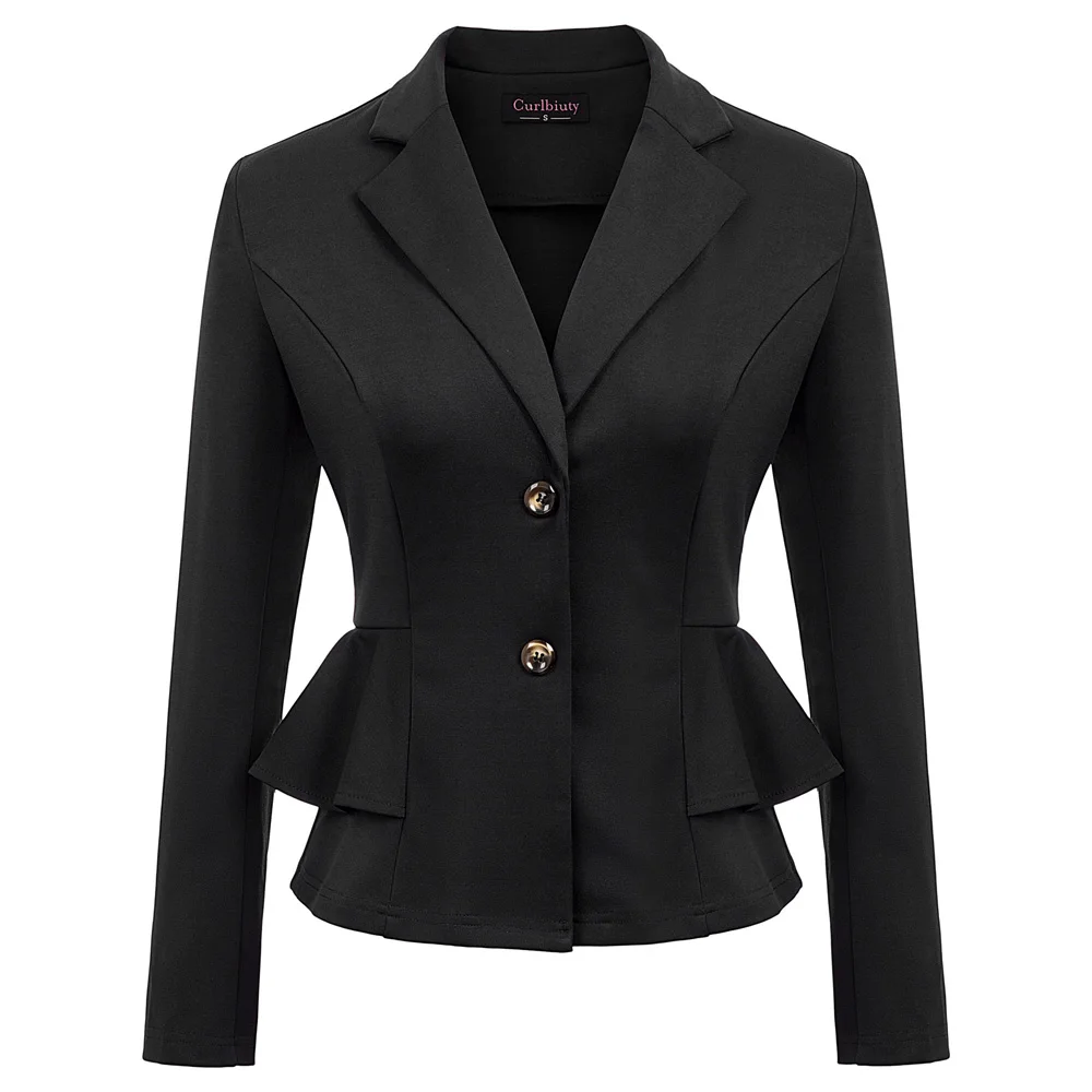 Women's business coat slim top Casual Notch Lapel Ruffle Decorated Two-Button elegant classic office lady work Coat solid jacket
Women's business coat slim top Casual Notch Lapel Ruffle Decorated Two-Button elegant classic office lady work Coat solid jacket